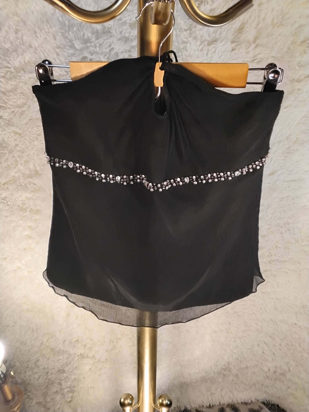 Express Black Strapless Beaded Camisole